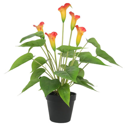 Artificial Flowering White & Orange Peace Lily / Calla Lily Plant 50cm - Mekamart Australia