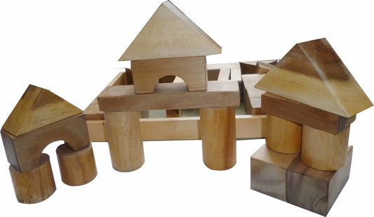 NATURAL WOOD BLOCKS 34 PCS - Mekamart Australia