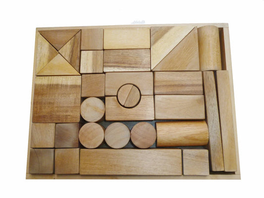 NATURAL WOOD BLOCKS 34 PCS - Mekamart Australia