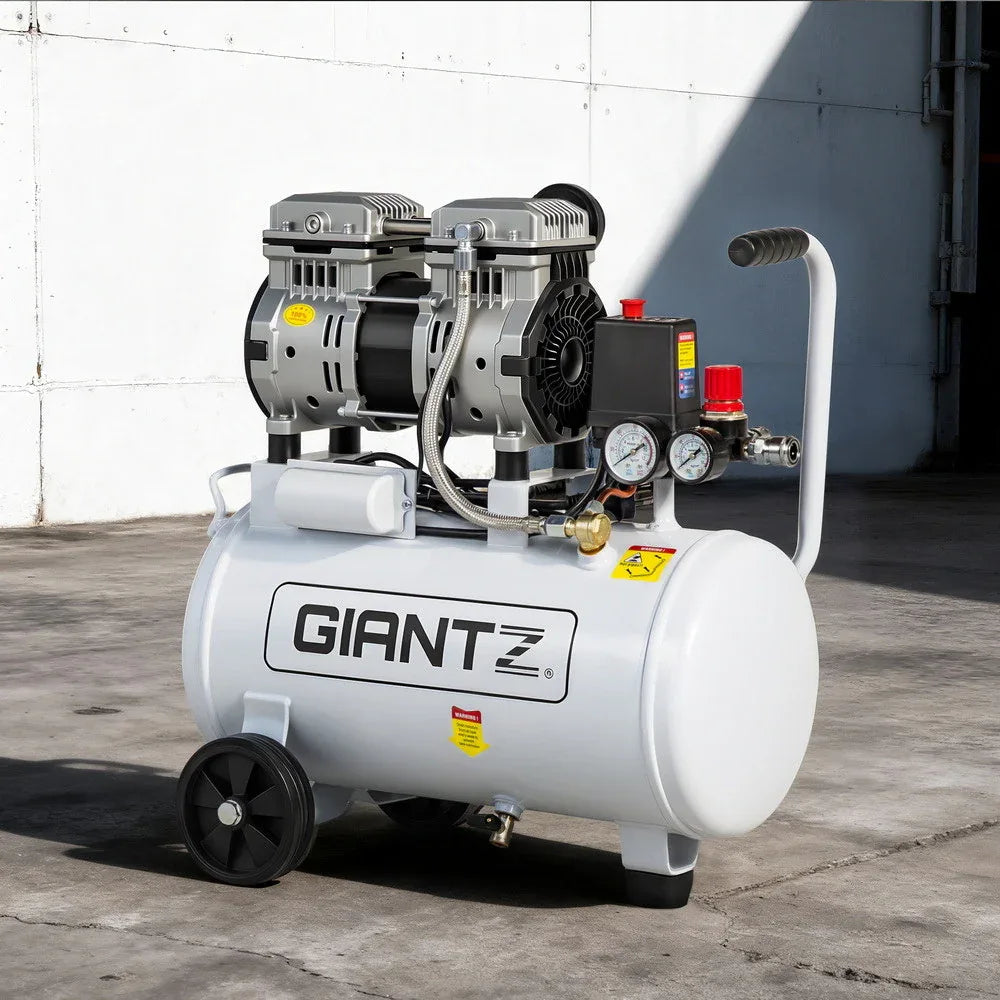 Giantz 24L Air Compressor Quiet 0.75HP Oil-Free Portable Tyre Inflator 40L/Min - Mekamart Australia