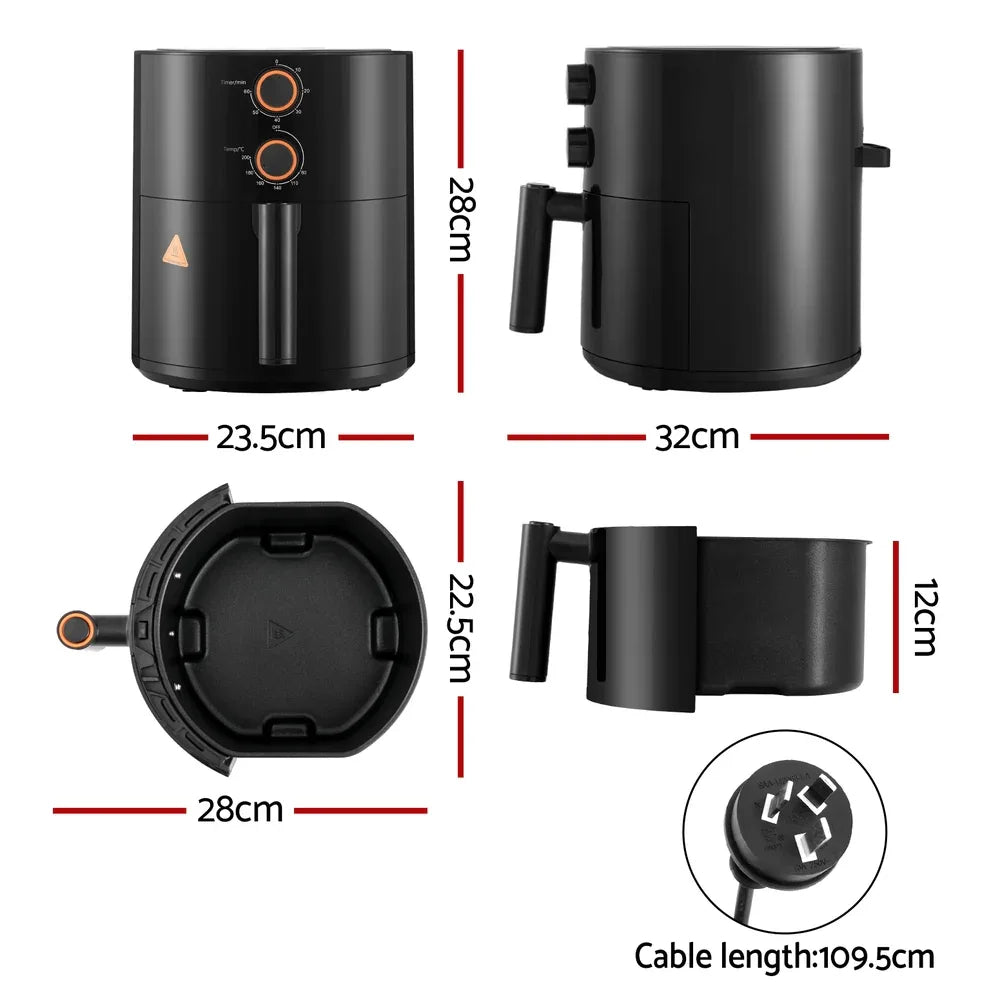 Devanti 4L Air Fryer Knob Control 1500W - Mekamart Australia