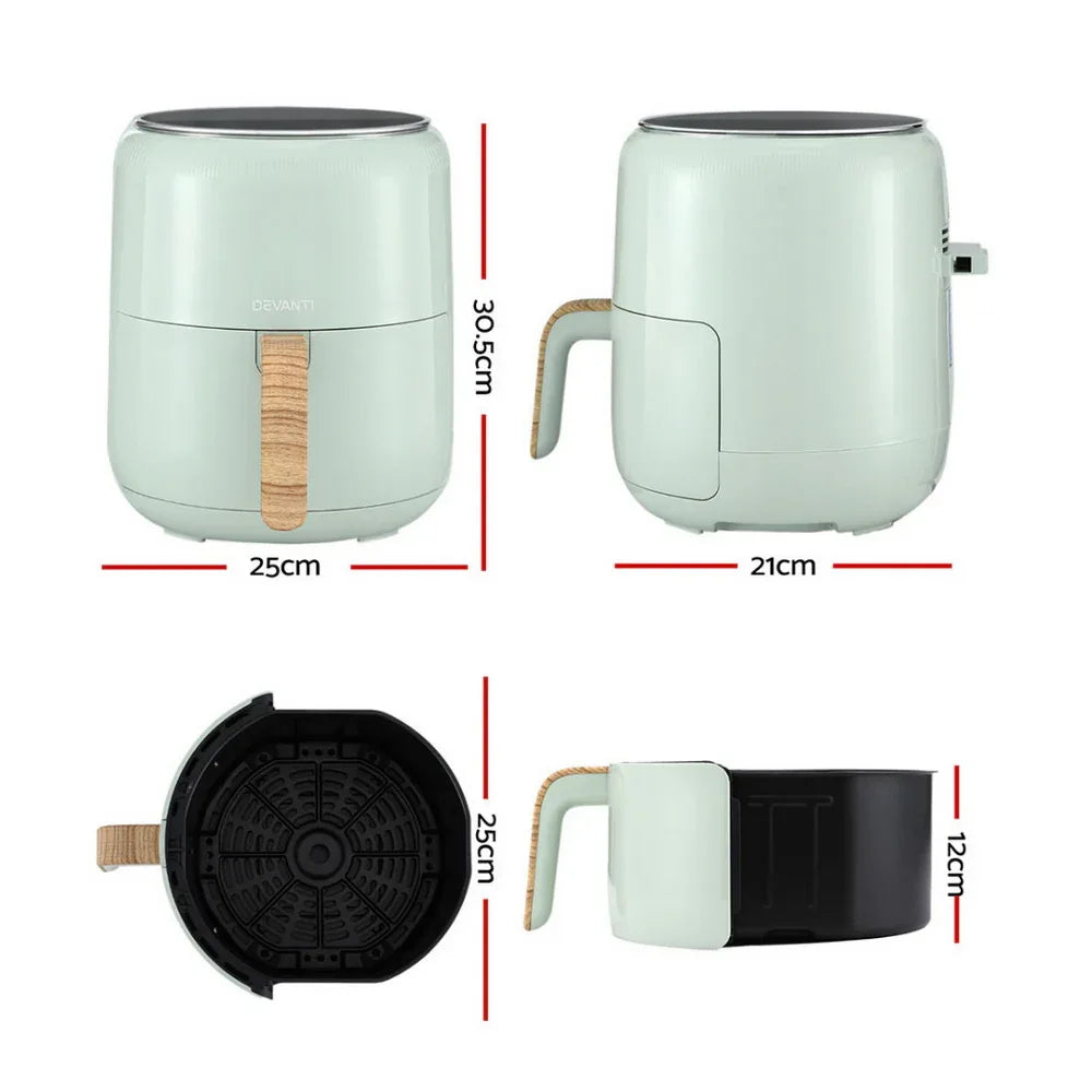 Devanti 5L Air Fryer Touch Control 1700W Green - Mekamart Australia