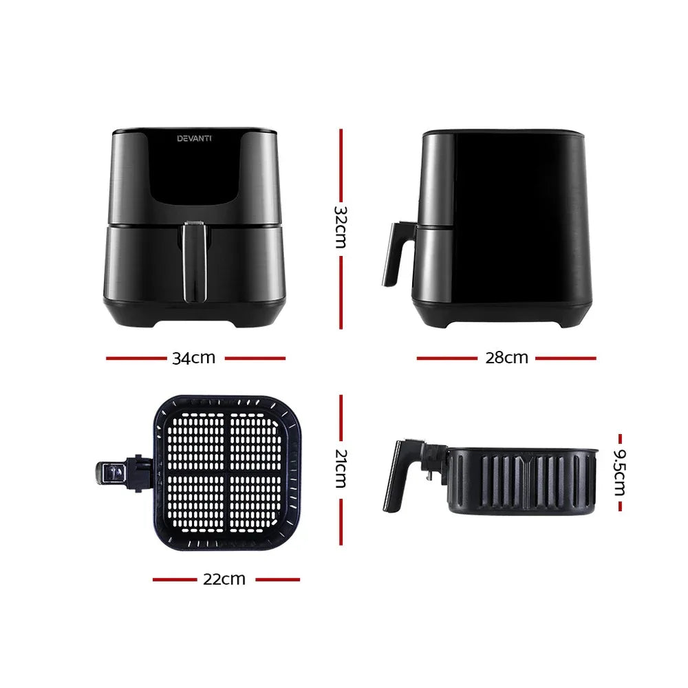 Devanti Air Fryer 7L LCD Fryers Black - Mekamart Australia
