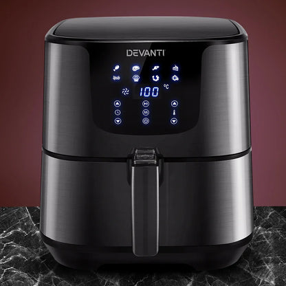 Devanti Air Fryer 7L LCD Fryers Black - Mekamart Australia
