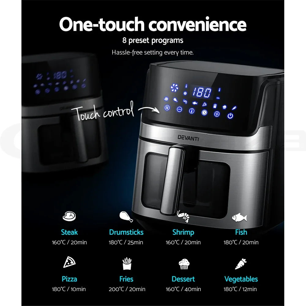 Devanti Air Fryer 6.5L LCD Fryers Clear Window - Mekamart Australia