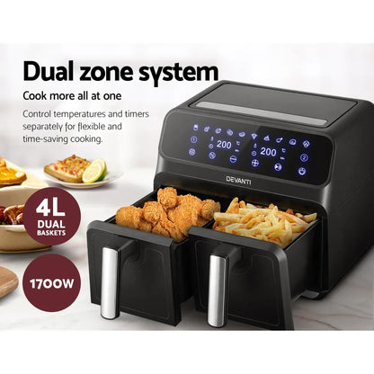 Devanti Air Fryer 8L Dual Zone Fryers - Mekamart Australia