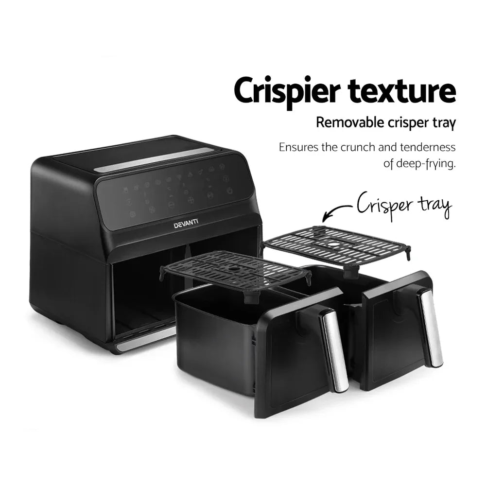 Devanti Air Fryer 8L Dual Zone Fryers - Mekamart Australia