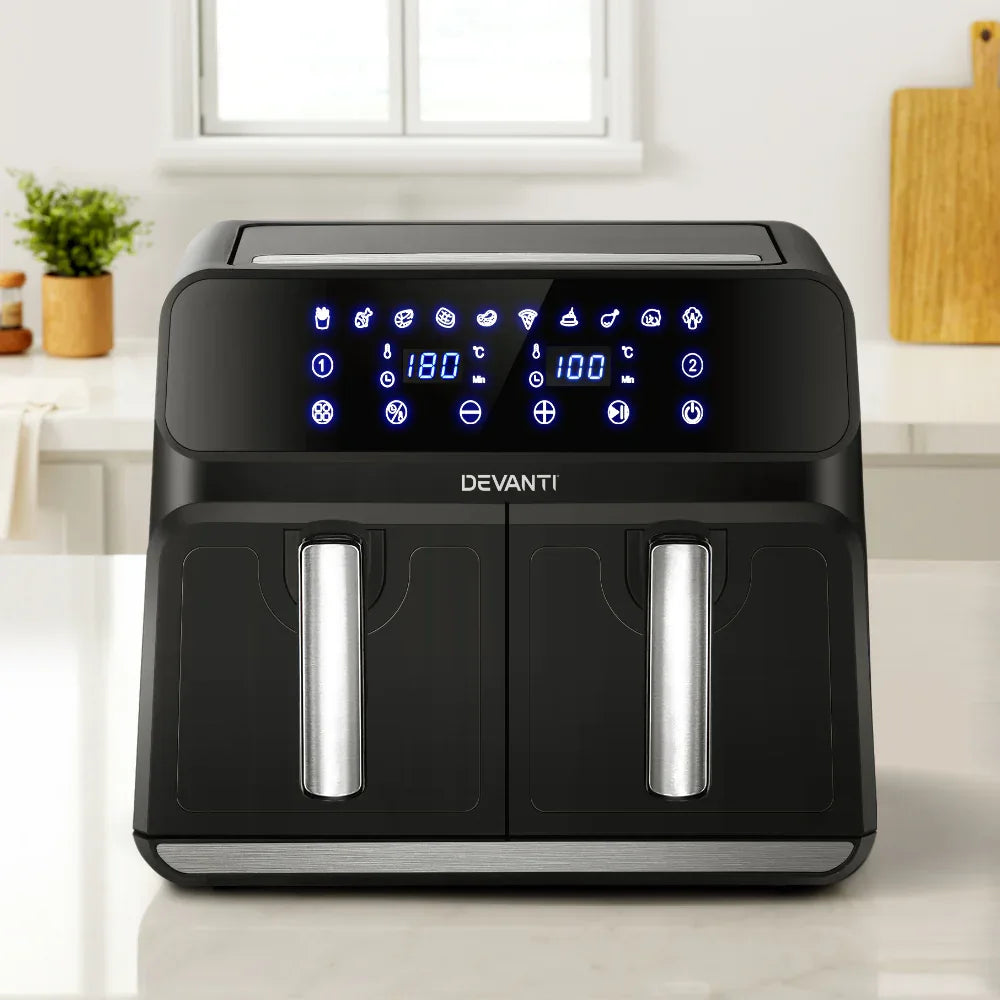 Devanti Air Fryer 8L Dual Zone Fryers - Mekamart Australia