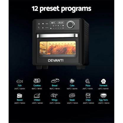 Devanti Air Fryer 15L LCD Fryers Oven - Mekamart Australia