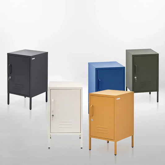 Artiss Bedside Table Metal Cabinet - White - Mekamart Australia