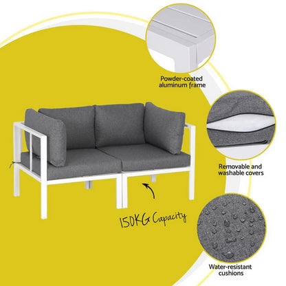 Gardeon 6PCS Outdoor Sofa Set Aluminium Table and Chairs Lounge Patio Furniture - Mekamart Australia