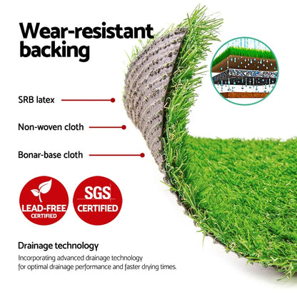 Prime Turf Artificial Grass 20mm 2mx5m Synthetic Fake Lawn Turf Plastic Plant 4-coloured - Mekamart Australia