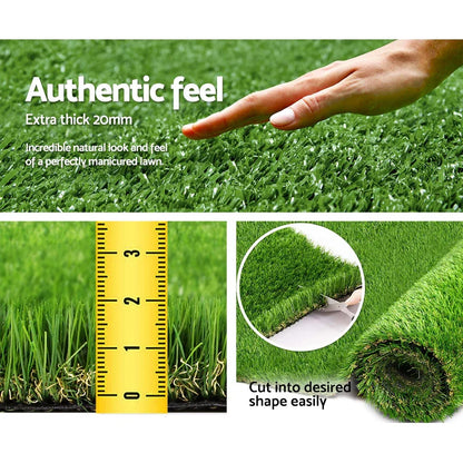 Prime Turf Artificial Grass 60SQM 30mm Synthetic Fake Lawn Turf Plastic Plant 4-coloured 2mx5m - Mekamart Australia