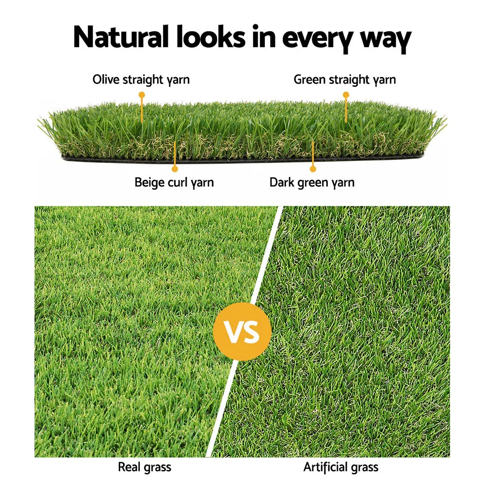 Prime Turf Artificial Grass 40mm 2mx5m Synthetic Fake Lawn Turf Plastic Plant 4-coloured - Mekamart Australia