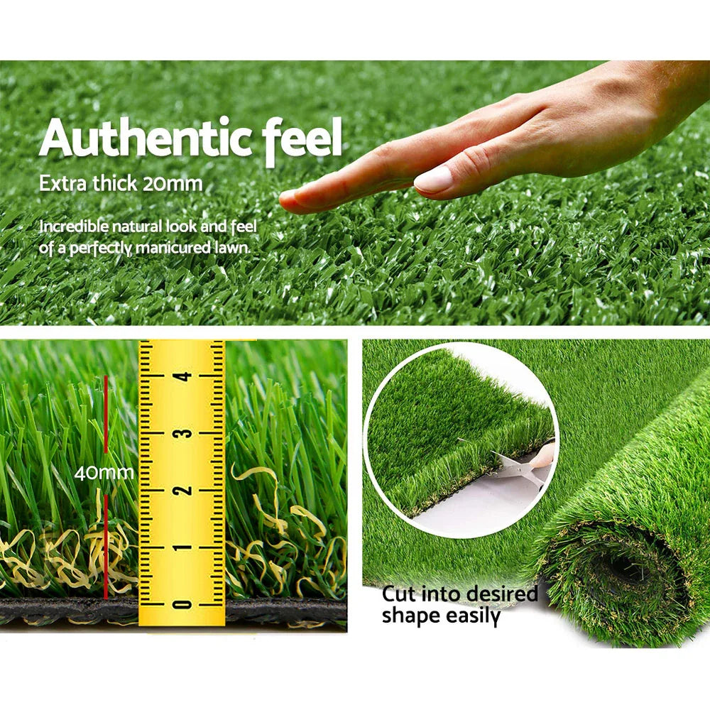 Prime Turf Artificial Grass 40mm 2mx5m Synthetic Fake Lawn Turf Plastic Plant 4-coloured - Mekamart Australia