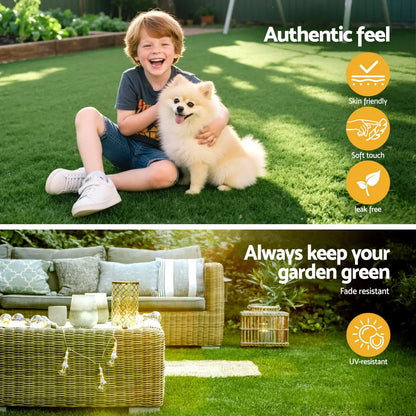 Prime Turf Artificial Grass Turf Rug Fake Grass 2 Rolls 15mm Height 50cm x 2m Indoor Outdoor Synthetic Grass Mat Carpet with Drainage Holes Plastic Plant - Mekamart Australia