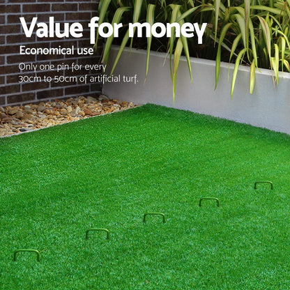 Prime Turf Artificial Grass 50pcs Synthetic Pins Fake Lawn Turf Weed Mat Pegs Joining Tape - Mekamart Australia