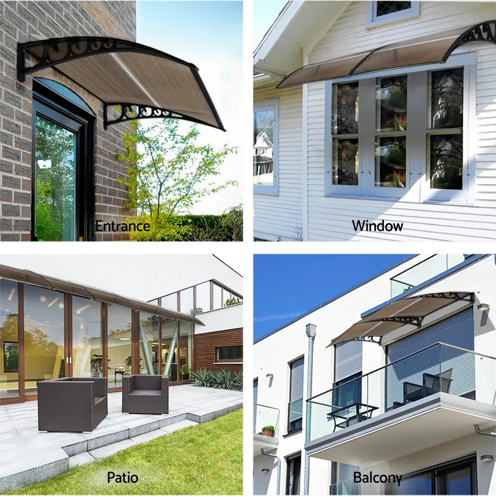 Instahut Window Door Awning 0.8mx1m Brown - Mekamart Australia