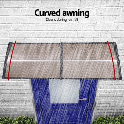 Instahut Window Door Awning 0.8mx2m Brown - Mekamart Australia