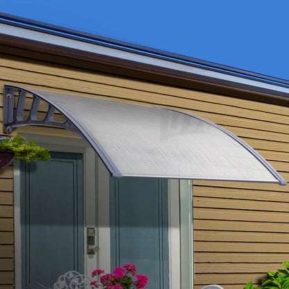 Instahut Window Door Awning Canopy 1.5mx3m Transparent Sheet Grey Plastic Frame - Mekamart Australia