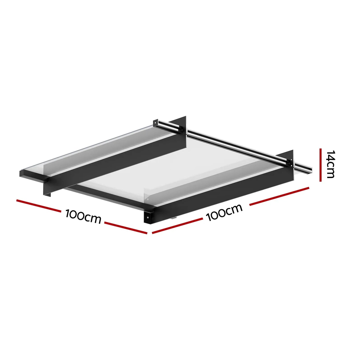 Instahut Window Door Awning Canopy 1mx1m Flat Transparent Sheet Metal Frame - Mekamart Australia