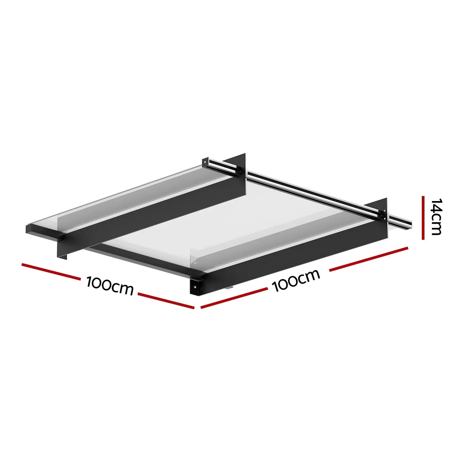 Instahut Window Door Awning Canopy 1mx1m Flat Transparent Sheet Metal Frame - Mekamart Australia