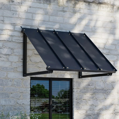 Instahut Window Door Awning Canopy 1mx1.2m Black Metal Frame - Mekamart Australia