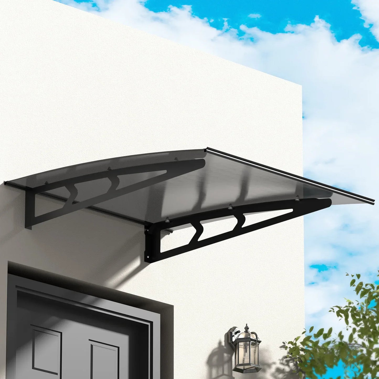 Instahut Window Door Awning Canopy 1mx1m Grey Solid Sheet Metal Frame - Mekamart Australia