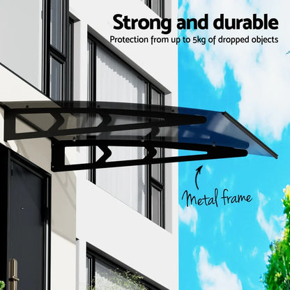 Instahut Window Door Awning Canopy 1mx1m Grey Solid Sheet Metal Frame - Mekamart Australia