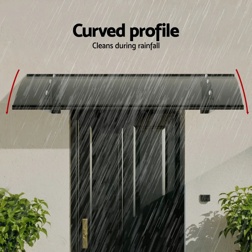 Instahut Window Door Awning Canopy 1mx1m Grey Solid Sheet Metal Frame - Mekamart Australia