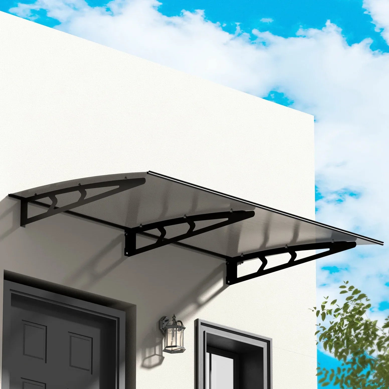 Instahut Window Door Awning Canopy 1mx2m Grey Solid Sheet Metal Frame - Mekamart Australia