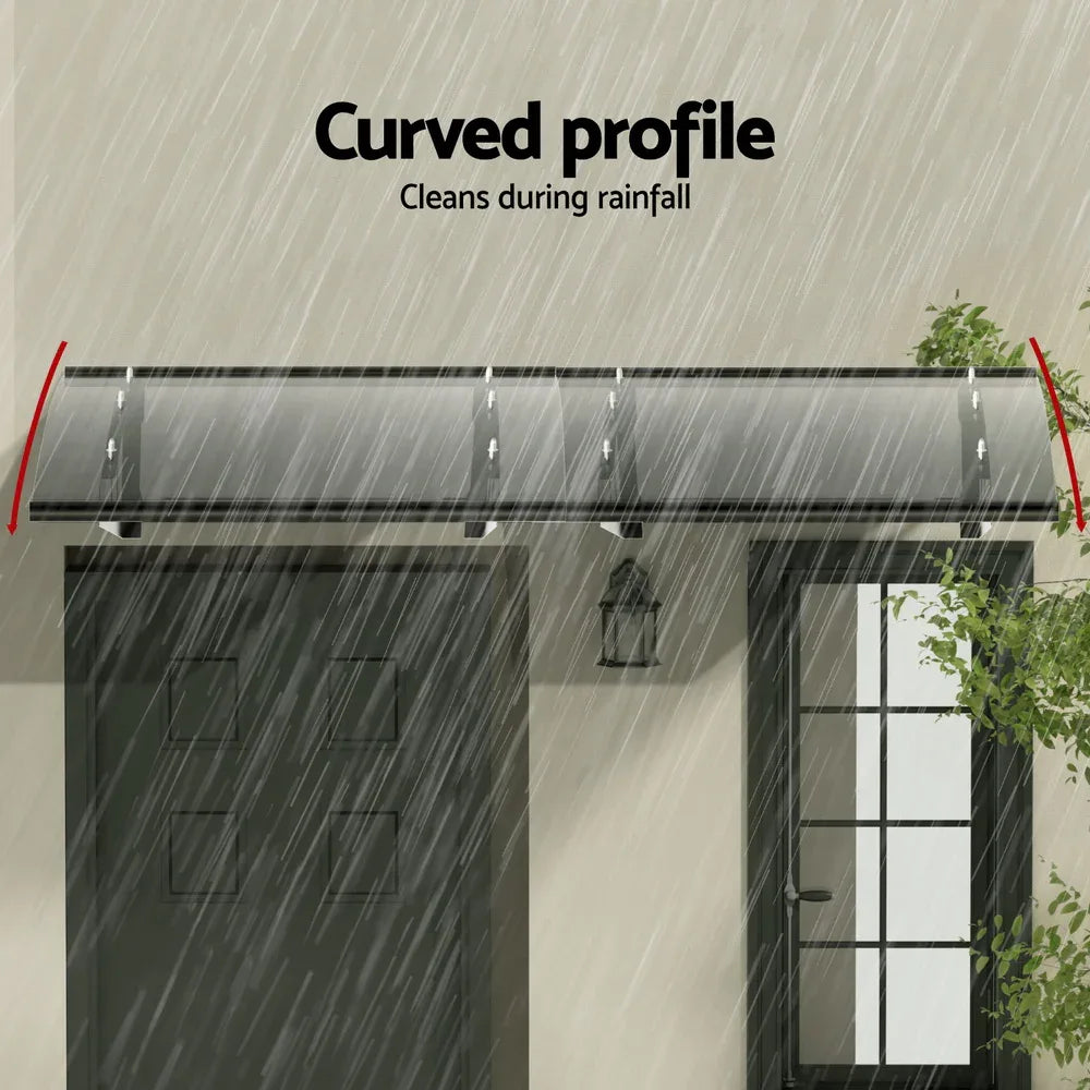 Instahut Window Door Awning Canopy 1mx2m Grey Solid Sheet Metal Frame - Mekamart Australia