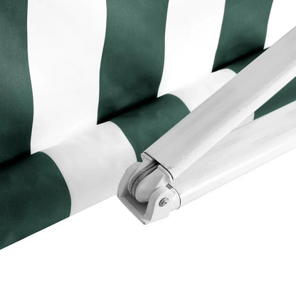Instahut Retractable Folding Arm Awning Manual Sunshade 3Mx2.5M Green White - Mekamart Australia