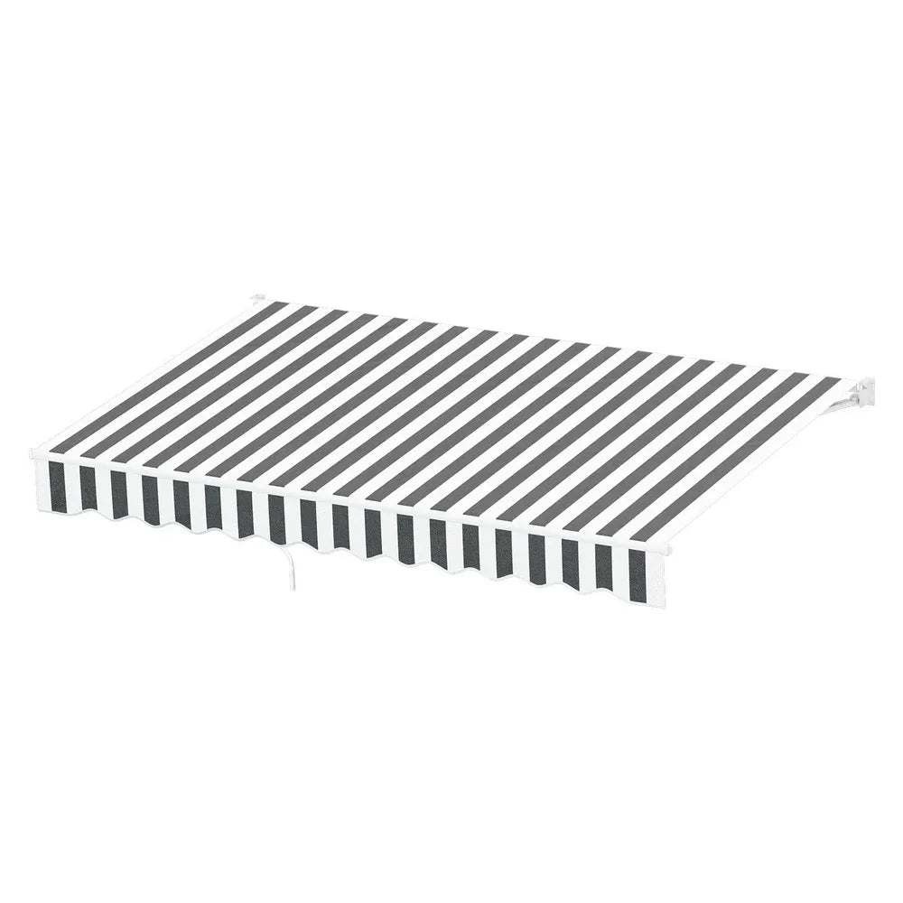 Instahut Retractable Folding Arm Awning Manual Sunshade 3Mx2.5M Grey White - Mekamart Australia