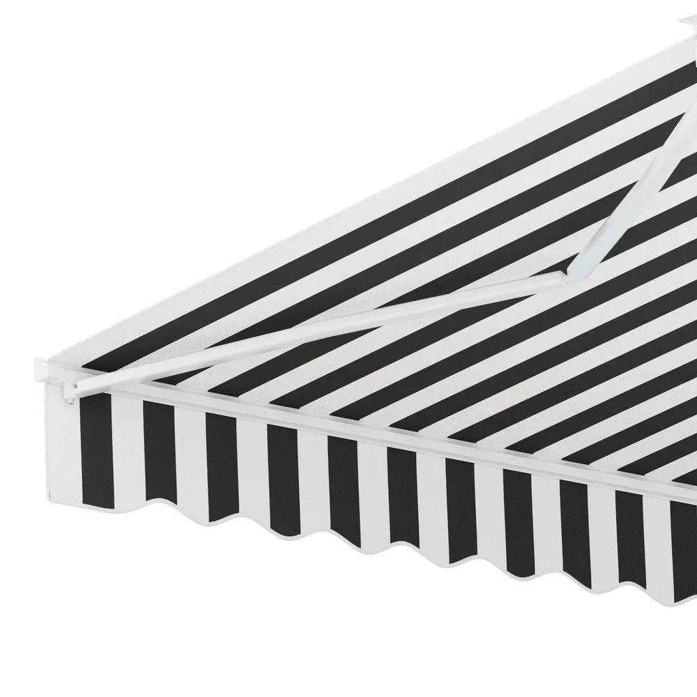 Instahut Retractable Folding Arm Awning Manual Sunshade 3Mx2.5M Grey White - Mekamart Australia