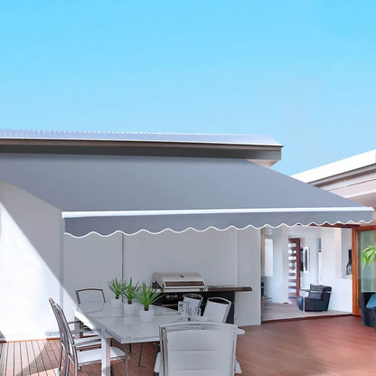 Instahut Retractable Folding Arm Awning Manual Sunshade 3Mx2.5M Pearl Grey - Mekamart Australia