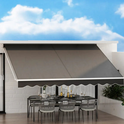Instahut Retractable Folding Arm Awning Manual Sunshade 4Mx3M Grey - Mekamart Australia