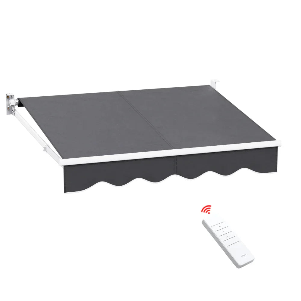 Instahut Retractable Folding Arm Awning Motorised Sunshade 2Mx1.5M Grey - Mekamart Australia