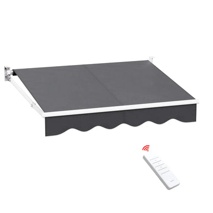 Instahut Retractable Folding Arm Awning Motorised Sunshade 2Mx1.5M Grey - Mekamart Australia