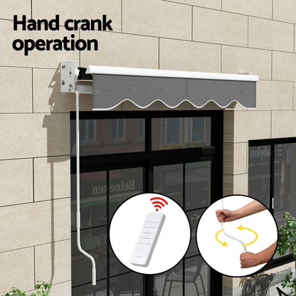 Instahut Retractable Folding Arm Awning Motorised Sunshade 2Mx1.5M Grey - Mekamart Australia