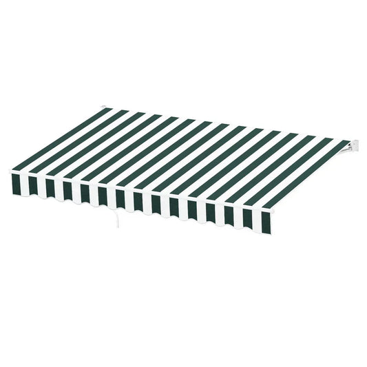 Instahut Retractable Folding Arm Awning Motorised Sunshade 3Mx2.5M Green White - Mekamart Australia