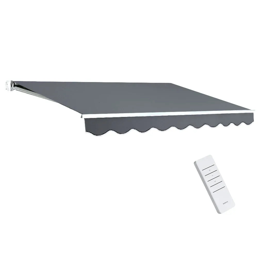 Instahut Retractable Folding Arm Awning Motorised Sunshade 3Mx2.5M Grey - Mekamart Australia