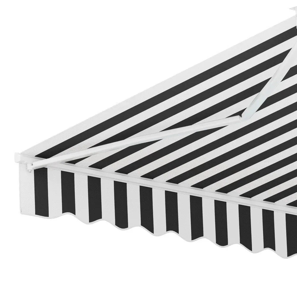 Instahut Retractable Folding Arm Awning Motorised Sunshade 3Mx2.5M Grey White - Mekamart Australia
