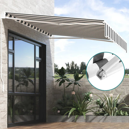 Instahut Retractable Folding Arm Awning Motorised Sunshade 3Mx2.5M Grey White - Mekamart Australia