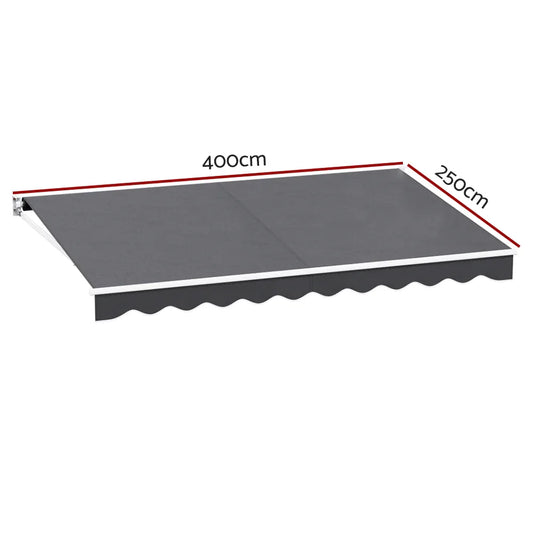 Instahut Retractable Folding Arm Awning Motorised Sunshade 4Mx2.5M Grey - Mekamart Australia