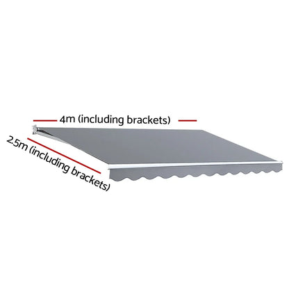 Instahut Retractable Folding Arm Awning Motorised Sunshade 4Mx2.5M Pearl Grey - Mekamart Australia