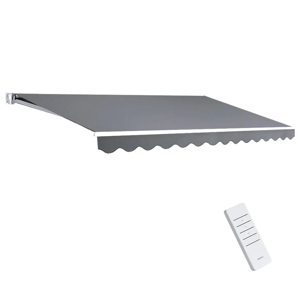 Instahut Retractable Folding Arm Awning Motorised Sunshade 4Mx2.5M Pearl Grey - Mekamart Australia