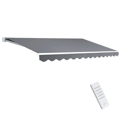 Instahut Retractable Folding Arm Awning Motorised Sunshade 4Mx2.5M Pearl Grey - Mekamart Australia
