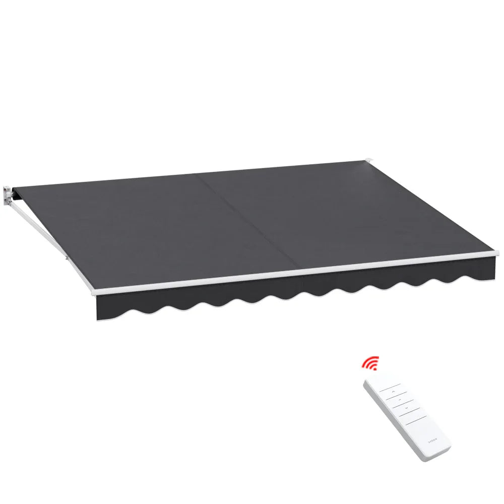 Instahut Retractable Folding Arm Awning Motorised Sunshade 4Mx3M Grey - Mekamart Australia
