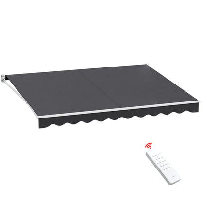 Instahut Retractable Folding Arm Awning Motorised Sunshade 4Mx3M Grey - Mekamart Australia